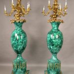 Pair of 20th century gilt and bronze 6 light torchers