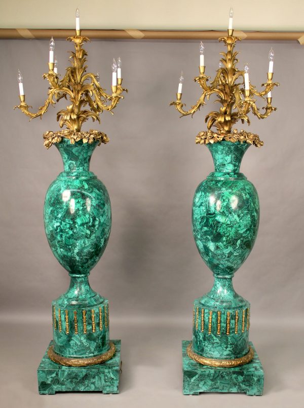 Pair of 20th century gilt and bronze 6 light torchers