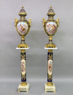 19th Century Sèvres Style Vases & Pedestals