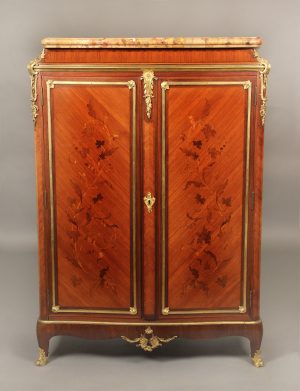 A Fine Late 19th Century Gilt Bronze Mounted Transitional Style Marquetry Cabinet By Durand