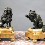 Pair of late 19th century Gilt and Patina bronze Chenets/bookends.