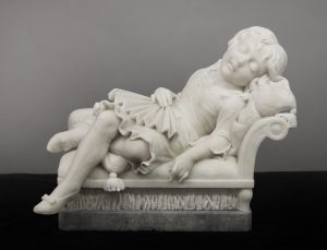 A Beautiful Late 19th Century Italian White Carrara Marble Entitled "Dormiente" By Prof Romanelli