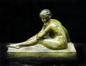 Early 20th Century Bronze Sculpture of a Reclining Woman By Gabriel Georges Chauvin