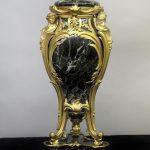 19th century gold bronze and Mable three lamp