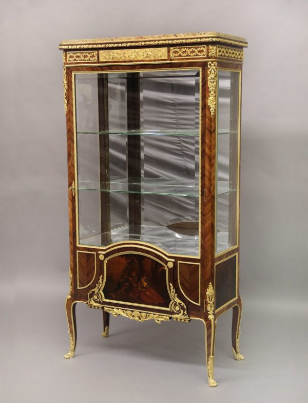 Beautiful Late 19th Century French Antique - Louis XV Style Gilt Bronze Mounted Vernis Martin Vitrine by Francois Linke