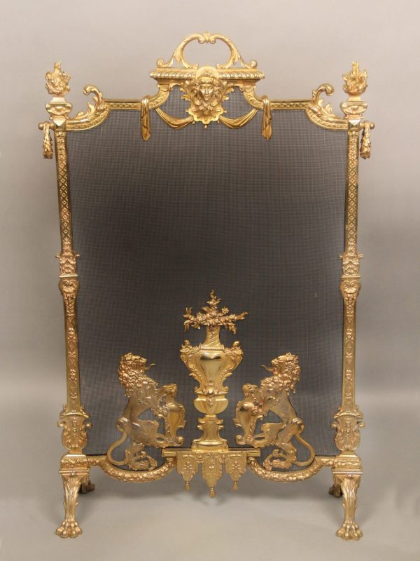 19th Century Regence Style Gilt Bronze and Wire Mesh Firescreen