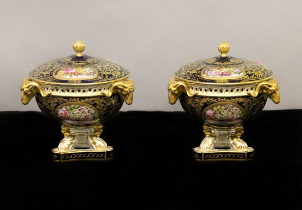 A Pair of Late 18th / Early 19th Century English Royal Crown Derby Porcelain Vases