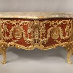 Early 20th Century Regence Style Gilt Bronze Mounted Parquetry Medallion Antique Commode