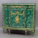 Excellent Late 19th Century Malachite Furniture - Gilt Bronze Mounted Louis XVI Style Malachite Cabinet