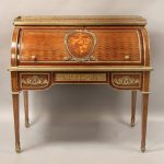 Gilt bronze mounted marquetry and parquetry bureau a cylinder