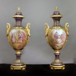 19th Century Gilt Bronze Mounted Sèvres Style Cobalt Blue Porcelain Vases and Covers
