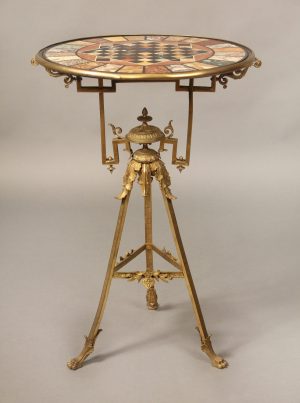 Italian bronze specimen marble top game table