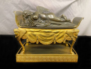 A Beautiful Late 19th Century Gilt and Patina Bronze Inkwell