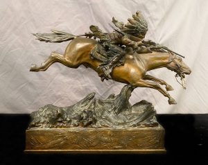 A Very Fine Early 20th Century Austrian Bronze of an Indian Chief on Horseback by Carl Kauba