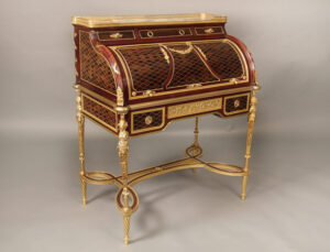 A Superb Late 19th Century Gilt Bronze Mounted Louis XVI Style Bureau à Cylindre Possibly François Linke for Maison Krieger