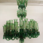 20th century bohemian style green glass 36 light chandelier.