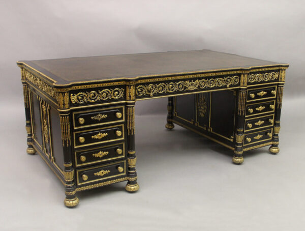 Gilt bronze mounted English partners desk made for the French market