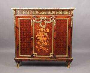 Late 19th Century Gilt Bronze Mounted Louis XVI Style Inlaid Marquetry and Parquetry Cabinet By Theodore Millet