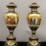 Pair of late 19th century Exhibition royal Vienna Porcelain vases and covers.