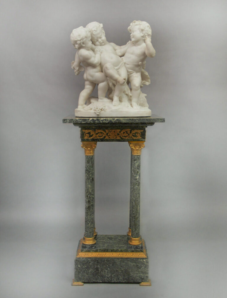 A Nice Late 19th Century Carrara Marble Figural Group of Drunken ...