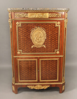 A Special Late 19th Century Gilt Bronze Mounted Inlaid Parquetry Secretaire a Abattant