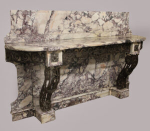 A Palatial Late 19th Century Louis XV Style Wrought Iron and Marble Console