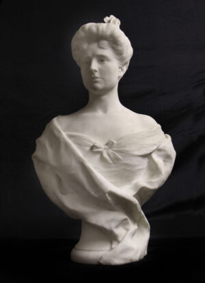 An Important and Large Early 20th Century White Carrara Marble Bust of a Beauty by Auguste Maillard
