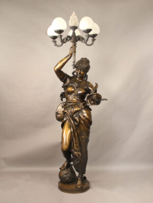 A Rare and Important Late 19th Century Over Life Size Bronze Torchere by J Coutan and Thiebaut Freres