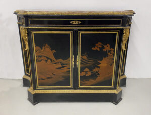 A Late 19th Century Gilt Bronze Mounted Transitional Style Lacquer Cabinet