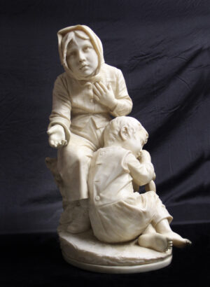A Nice Late 19th / Early 20th Century Italian Alabaster Double Figure Sculpture by Emilio Fiaschi