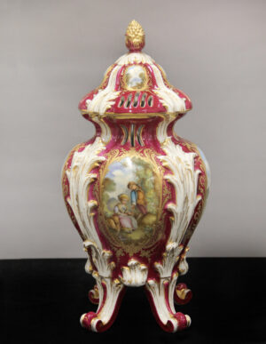 A Wonderful Late 19th Century Red and White Sèvres Style Porcelain Vase and Cover