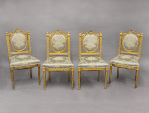 An Excellent Set of Four Early 20th Century Louis XVI Style Giltwood Salon Chairs