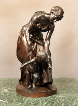 A Nice Late 19th Century Bronze Sculpture Entitled "Les Premiers Pas" (First Steps) by Henri Plé