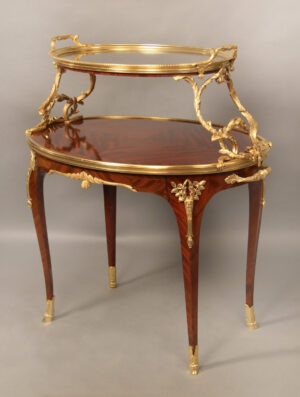 An Excellent Late 19th Century Gilt Bronze Mounted Louis XV Style Two Tier Tea Table Attributed to Paul Sormani