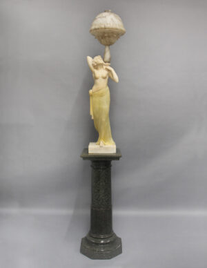 A Very Impressive Early 20th Century Italian Marble, Onyx and Alabaster Figural Sculpture Lamp by Professor Libero Gremigni