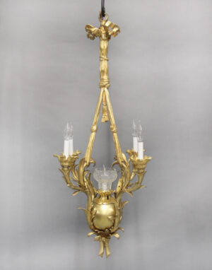 A Fine Late 19th Century Gilt Bronze Five Light Chandelier