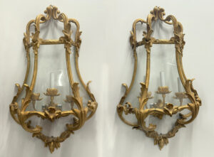 A Pair of 20th Century Gilt Bronze Sconces