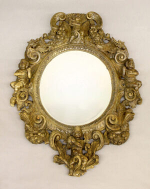 A Fine Mid 19th Century Hand Carved Gothic Style Oak Wood Mirror